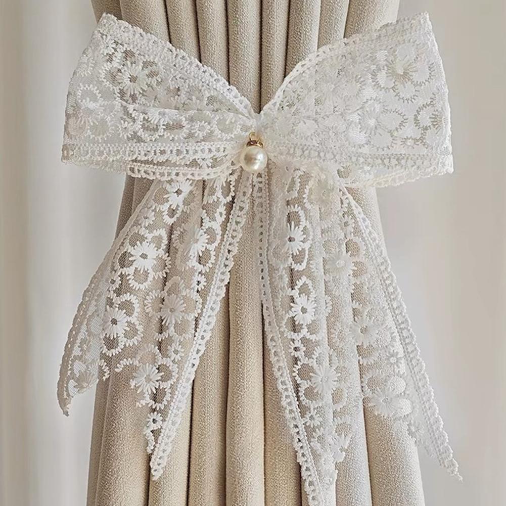 Curtain Tieback Beautiful Bow Lace Holder Hook Buckle Fashion Decorative Pretty Clip Polyester S8K5