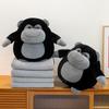 2-in-1 Coral Fleece Cartoon Gorilla Cushion Blanket Pillow
