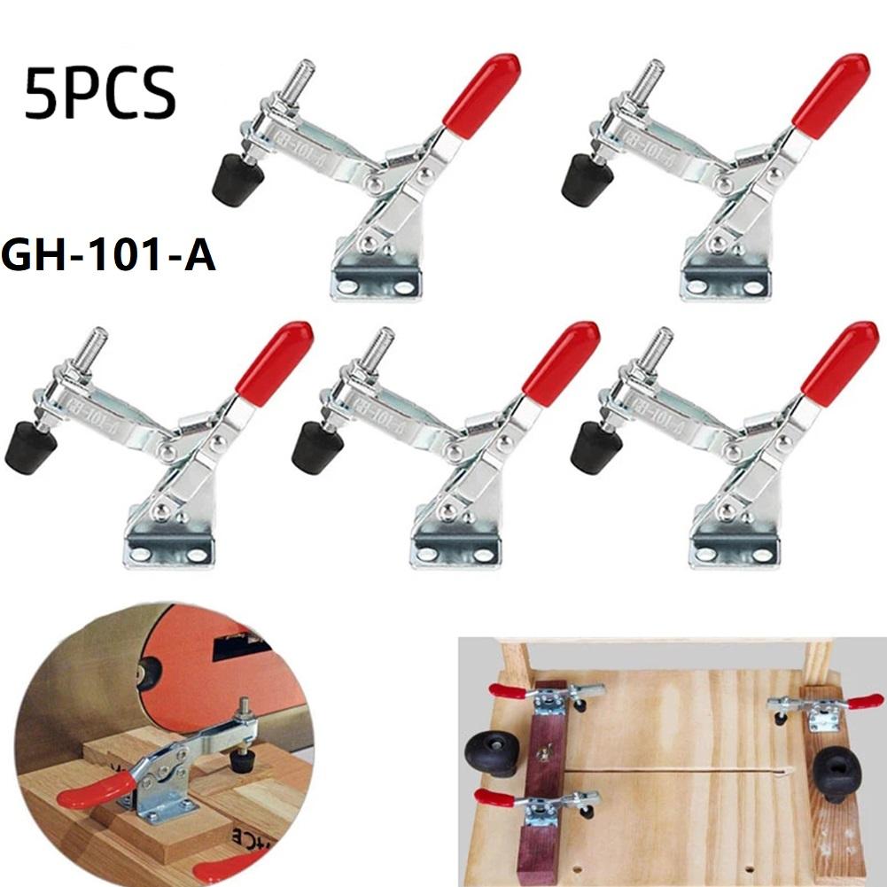 2/4/5 Pcs GH-201 Horizontal Toggle Clamp Quick-Release Clamps Set Heavy Duty Vertical Toggle Clip Woodworking Hand Tool