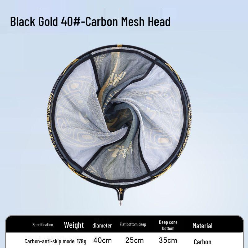 Black Pit Reinforced Quick-Dry Fishing Net: Anti-Jump & Anti-Hook Design with Integrated Ring.