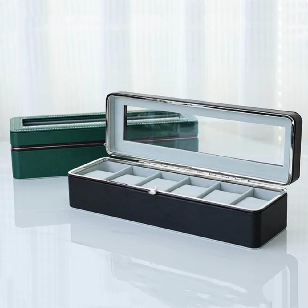 PU Leather Watch Storage Case 6 Girds Watch Suitcase Organizer Stylish Watch Display Box  Bracelets