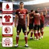 Ademende Vochtafvoerende 100% Polyester Voetbalshirts Short Sets Biedt Gratis Monster Op Maat Teamlogo/Nummer Digitaal