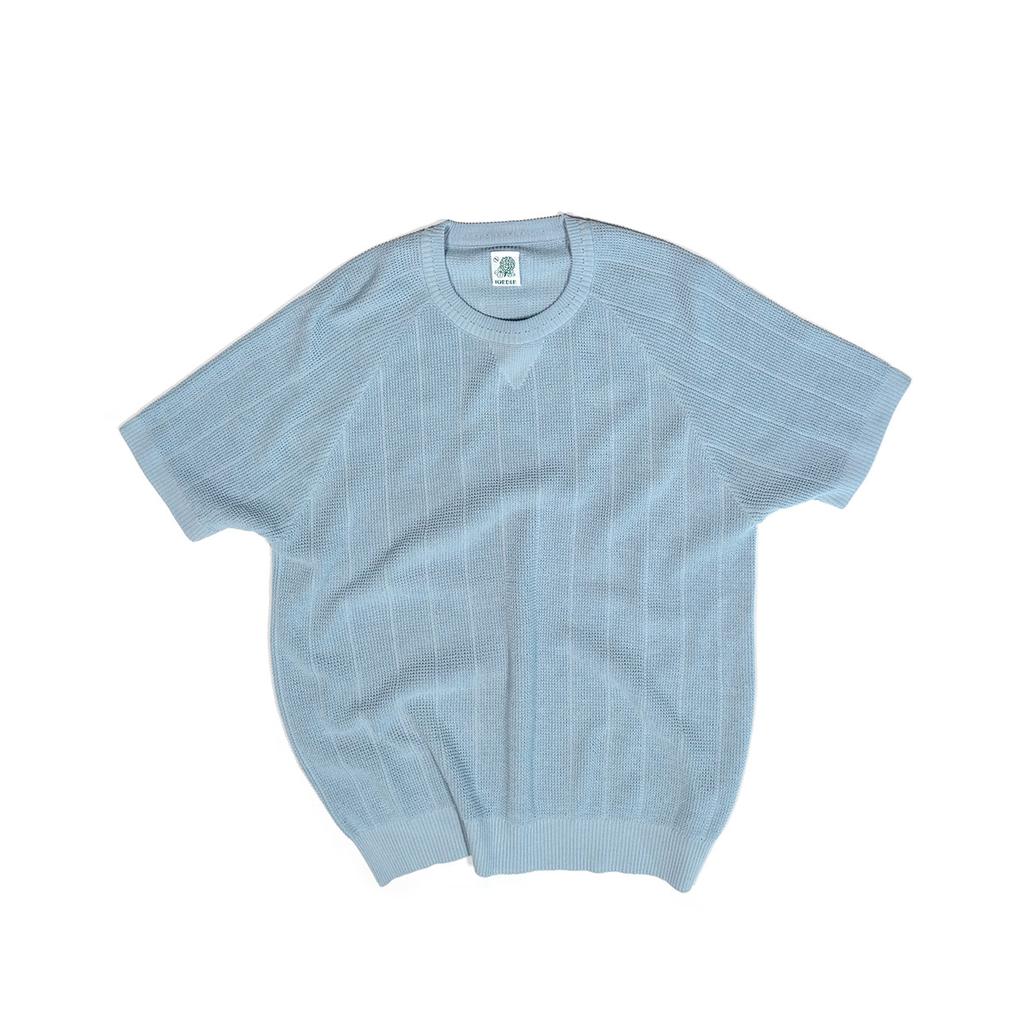 I Oedeul Waffle Raglan Short Sleeve Knit - Sky Blue