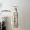 White Polka Dot Cake Skirt for Women, New Summer Heavy Industry Vacation Waist and Thin Suspender Dress for Women
