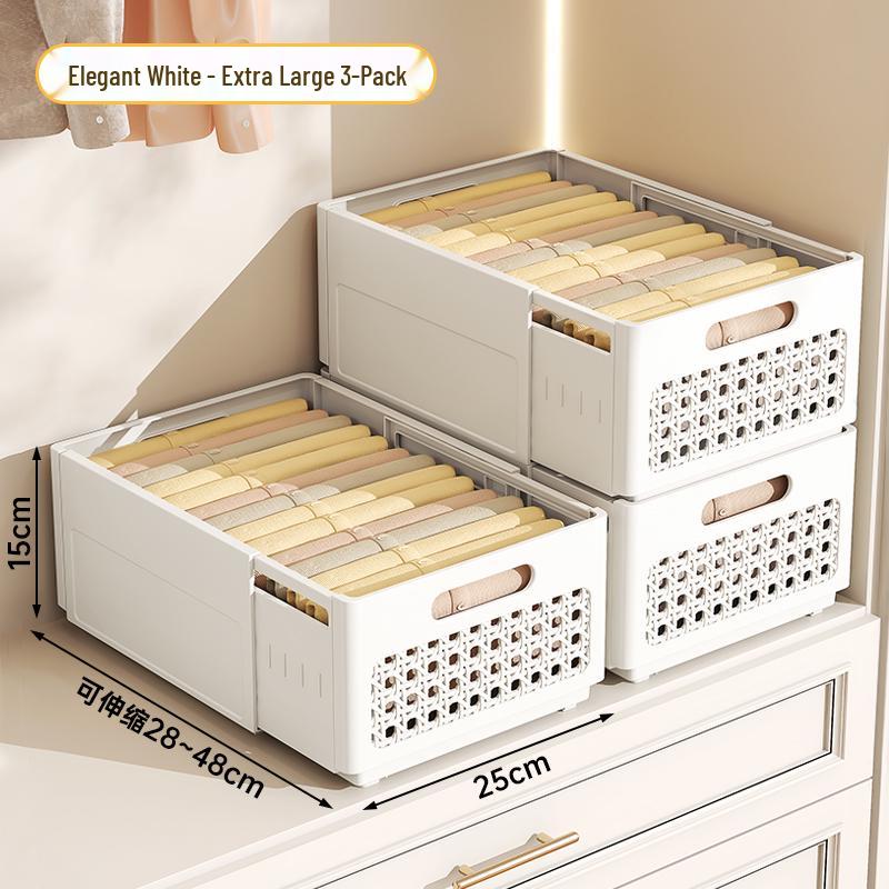 Retractable Wardrobe Drawer: Layered Organizer for Pants and Clothing Storage