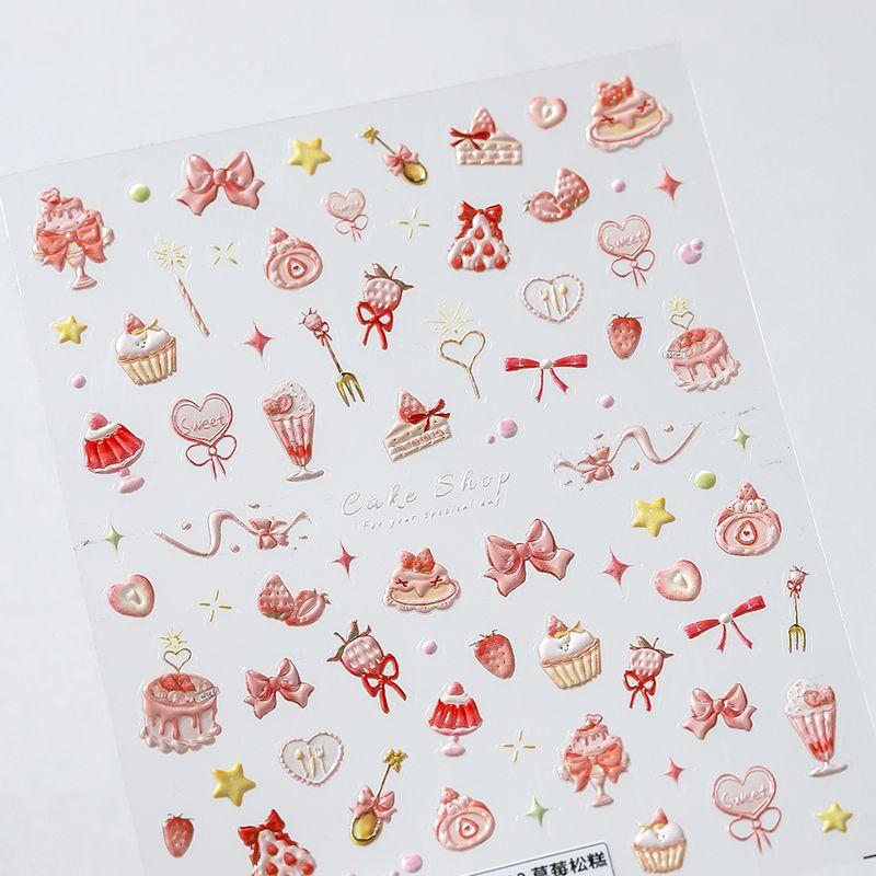 

Season Dessert Strawberry Cake Three-Dimensional Relief Nail Stickers Waterproof Nail Sticker Decorative Decals Ornament 3810 TS-3810 (stereo)