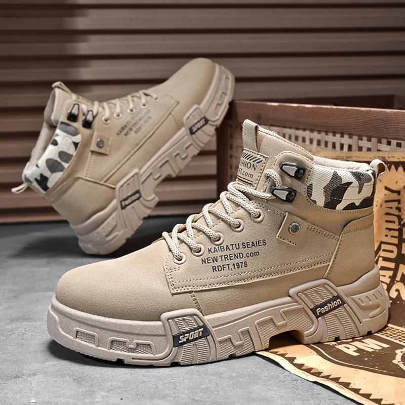 

Осень новые мужские ботинки мартин на высокой платформе и толстой подошве, модные уличные рабочие повседневные короткие ботинки, прямая трансляция, ревень, мотоциклетные мужские ботинки 44