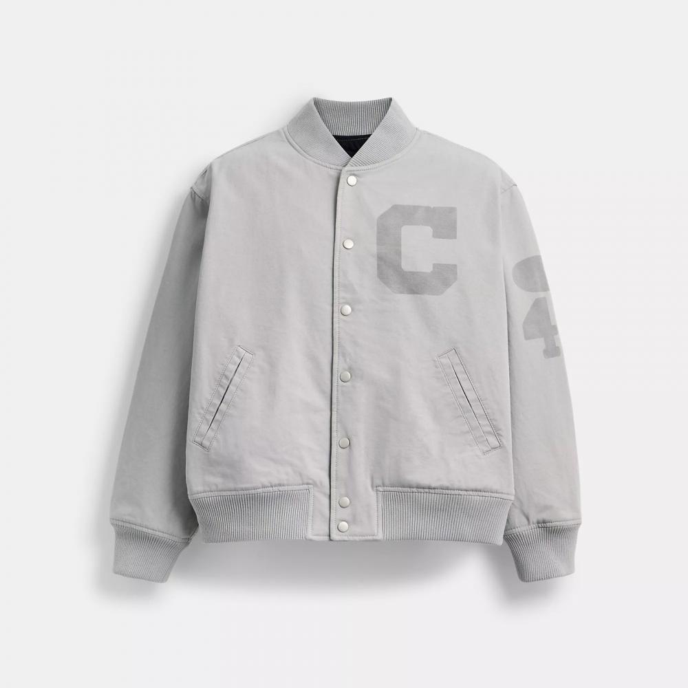 Coach Canvas Varsity Jacket Light Grey