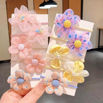 Scrunchies Rubber Flower Hair Cute Color Baby Girl Kids Hair Accessories Hair Loop Bands Ponytail Chilren Soft