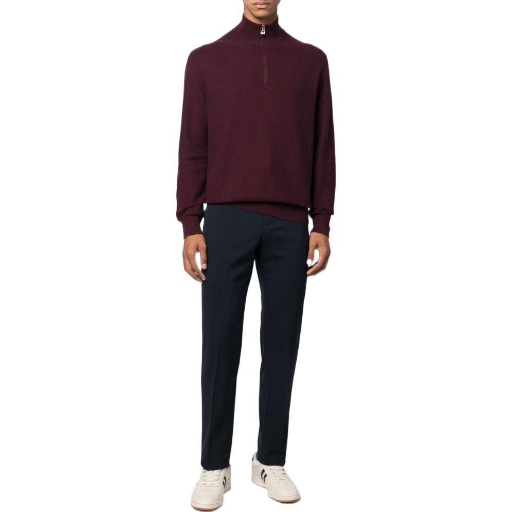 Polo Ralph Lauren Solid Color Zip High Neck Sweater Men Sweater Burgundy 710888900-005