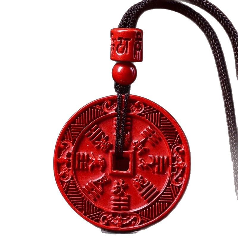 Zinnober Berg Geisterblume Anhänger Halskette mit Bagua Anhänger für Männer und Frauen