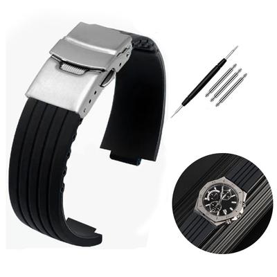 Silikon-Gummi-Uhrenarmband Für Oris Aquis 7330 7740 Gestreiftes Armband Konvexes Armband Armband Schwarz Blau 22x12mm 24x11mm 24x12mm