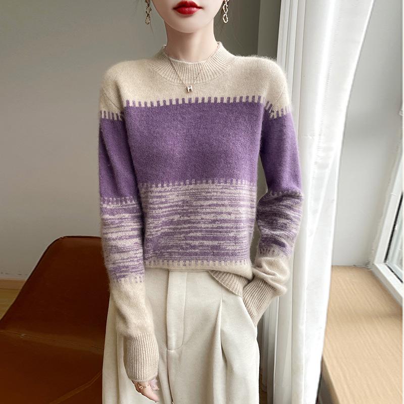 Half Turtleneck Cardigan for Women In Autumn and Winter New Fashion and Versatile Cashmere Knitted Base Shirt Pullover Sweater