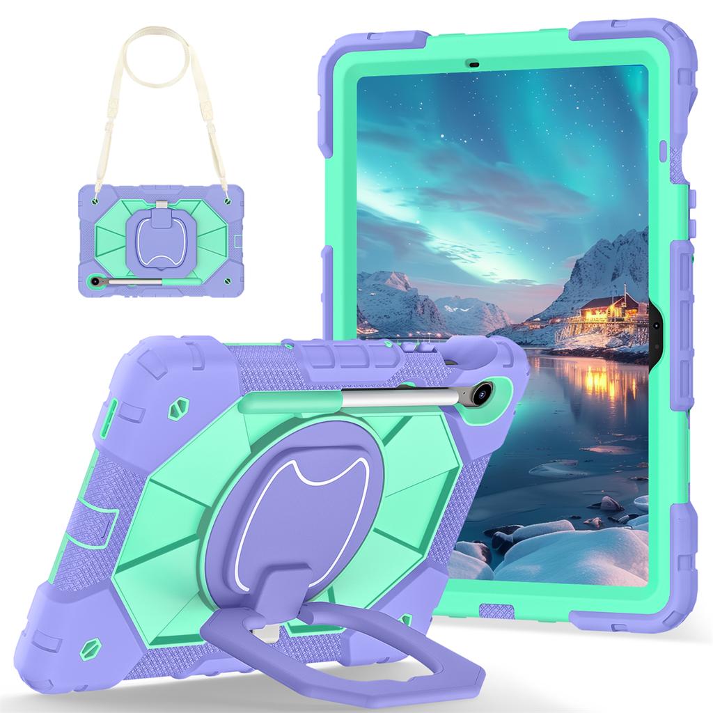 For Samsung Galaxy Tab S10 FE/Tab S9/Tab S9 FE.360° Rotating Grip Heavy Duty Protection Stand TPU+PC 3in1 Anti-knock Shockproof Tablets PC Case