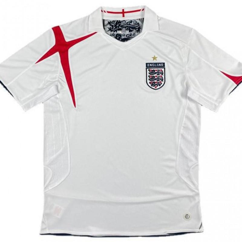 2006 Inghilterra Casa Retro Maglia da Calcio Manica Lunga Beckham 7 Gerrard Coppa del Mondo Abbigliamento per tifosi Maglia da Calcio
