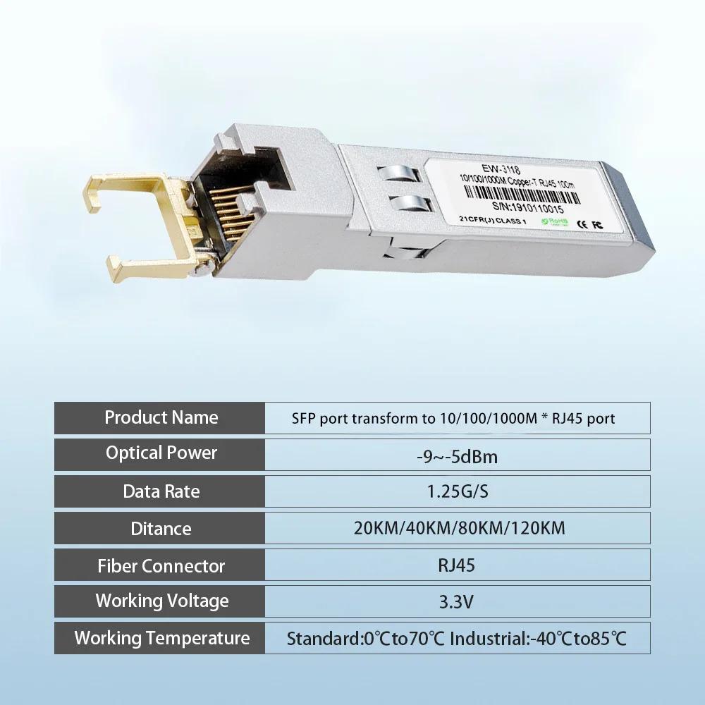 

Gigabit Ethernet Switch, SFP Module, 1000Mbps, SFP Copper, SFP Transceiver Module, Compatible with Cisco, Mikrotik