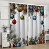2pcs Festive Christmas Curtain Retro Style with Colorful Light Snowflakes & Santa Claus Designs Machine Washable for Living Room