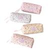Bow Quilted Pencil Pouch Y2k Flower Pencil Case Desktop Storage Cloth Stationery Bag  Student