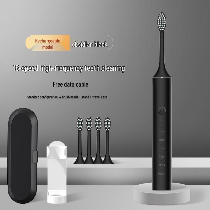 Unisex Rechargeable Ultrasonic Soft Bristle Electric Toothbrush for Home & Travel