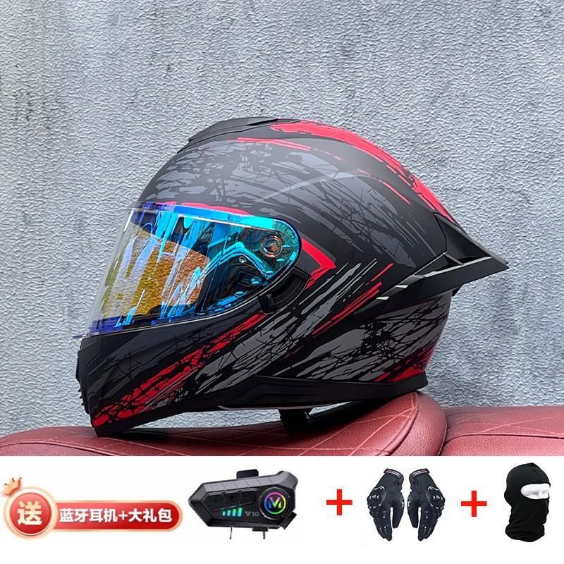 Full Face Motorcycle Helmet With External Bluetooth Module Men Women Large Rear Wing Sport Style DOT Approved