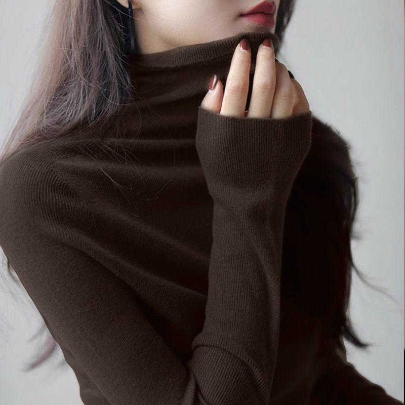 2025 Women's Slim Fit Cowl-Neck Knitted Sweater - Soft High Neck Autumn/Winter Top