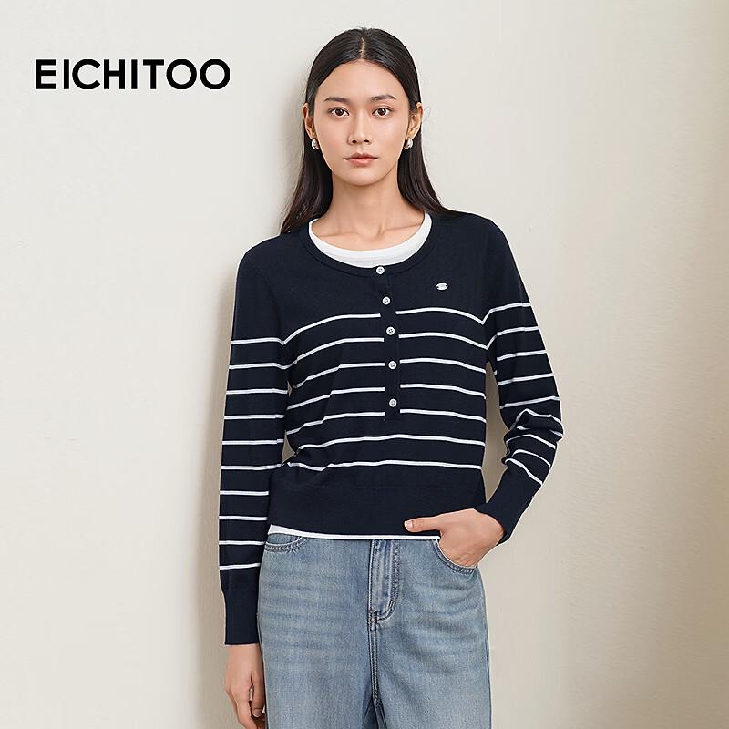 EICHITOO Women s Classic Striped Knit Sweater M