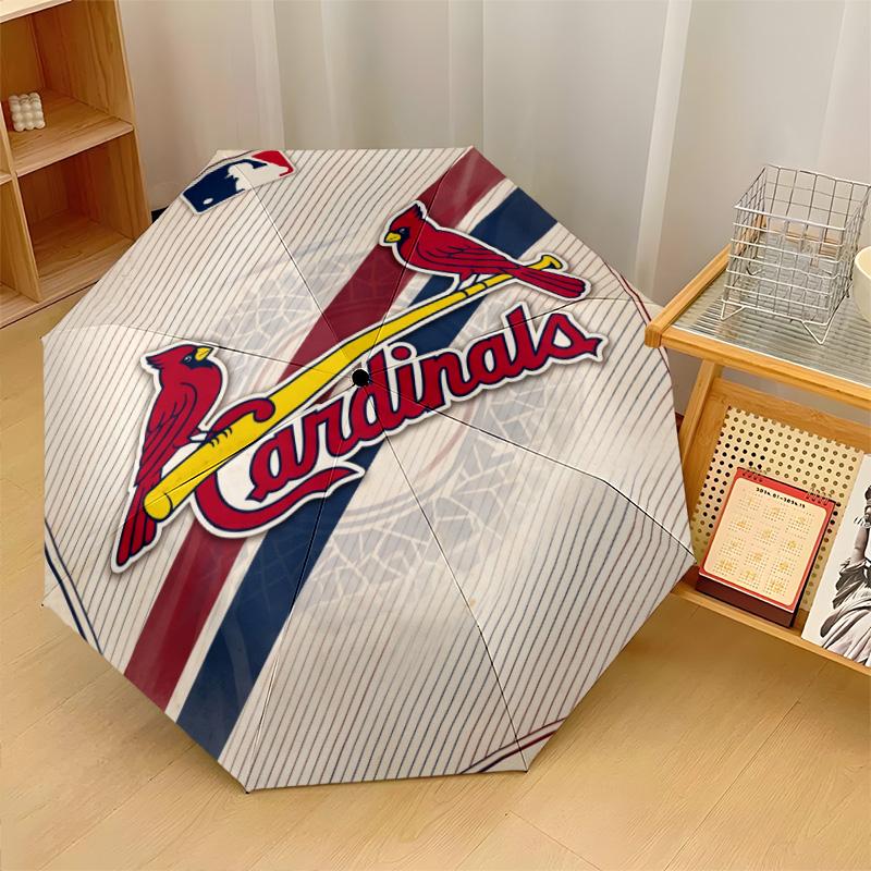 St. Louis Cardinals Print Auto 8?Ribs Folding Umbrella Wind Resistant Lightweight Automatic Umbrella For Daily Travel