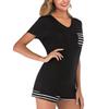 Women's Pajama Sets Short Sleeve Stripe Sleepwear Lapel  Nightwear Soft  Sets