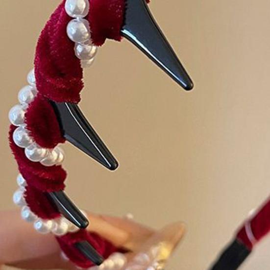 Elegant Faux Pearl Headband Vintage Fluffy Hair Hoops Fashion Hair Accessories for Parties And Weddings