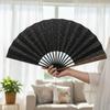 Carved Cloud Pattern Handle Folding Fan Sprinkled Gold Dance Fan Antique-style Folding Fan  Summer