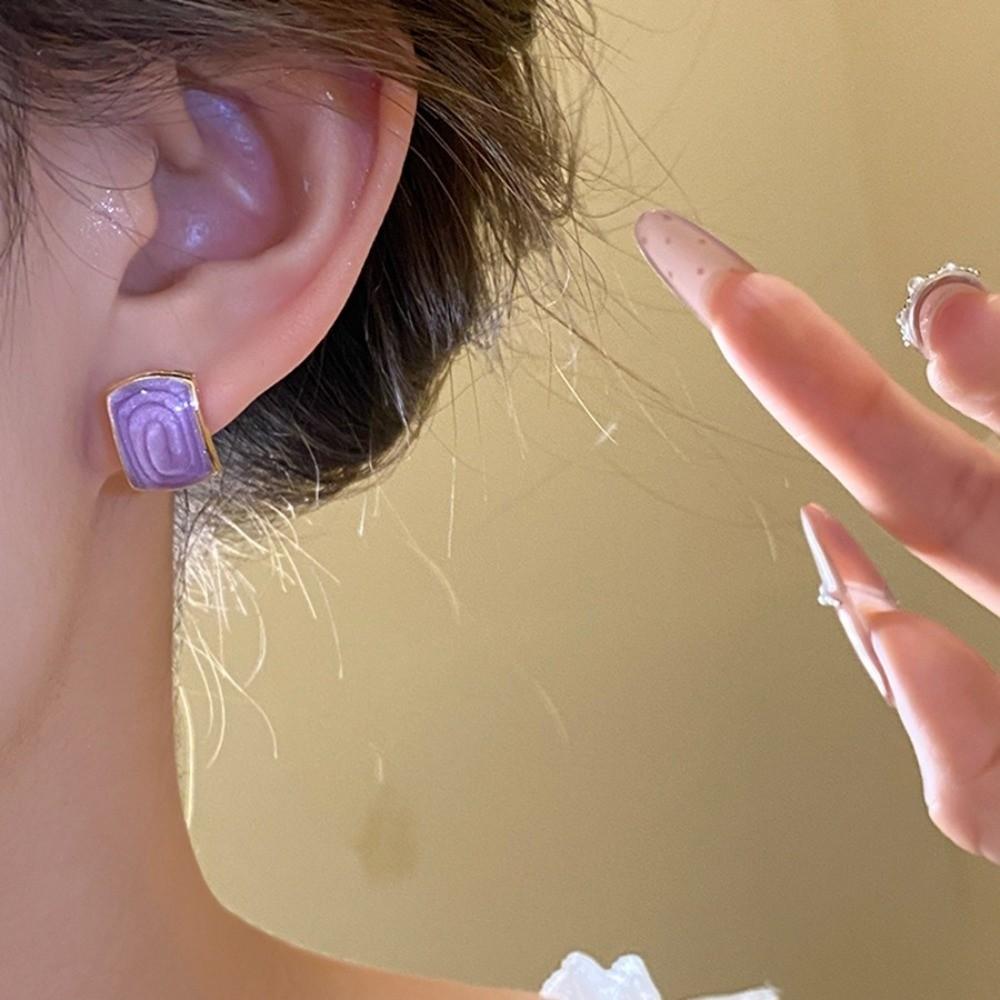 5 Pair French Retro Women Stud Earrings Square Stud Earrings New Ear Accessory  Street Trend Outfit