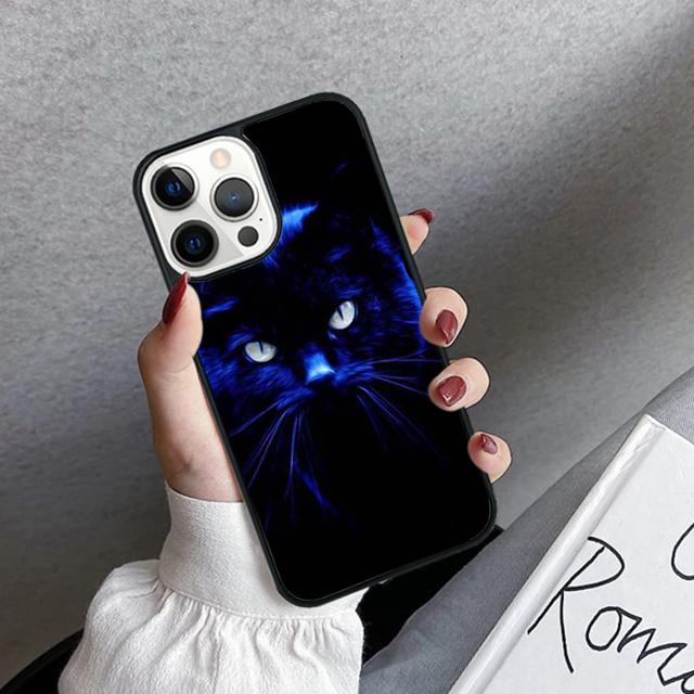 Black Cat Staring Eye Phone Case Cover For iPhone 17 Air 16 15 14 Plus 12 13 Pro Max Coque Shell Fundas