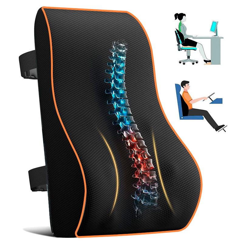 Ergonomic Memory Foam Lumbar Support Cushion for Office Chair, Car, and Wheelchair.