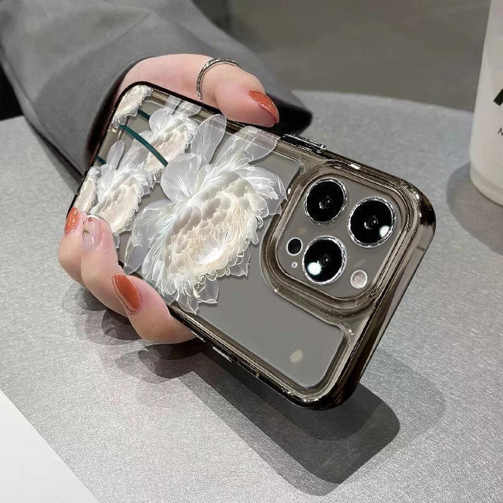 Nárazuvzdorný kryt na telefon s motivem lotosového květu pro iPhone 15 Pro Case iPhone 13 11 16 12 14 Pro Max XR 16e XS 8 7 Plus SE Průhledný kryt