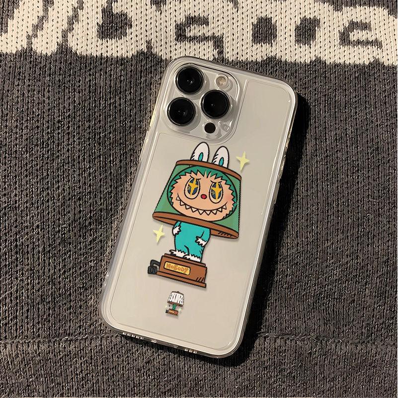 Labubu Cartoon Hand-Painted Phone Case for Apple 15 Pro Max/14 Plus/12/16/7 - Cute & Transparent