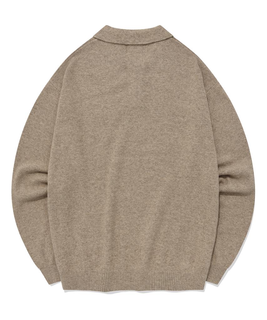 COVERNAT Lambswool Collared Knit Beige