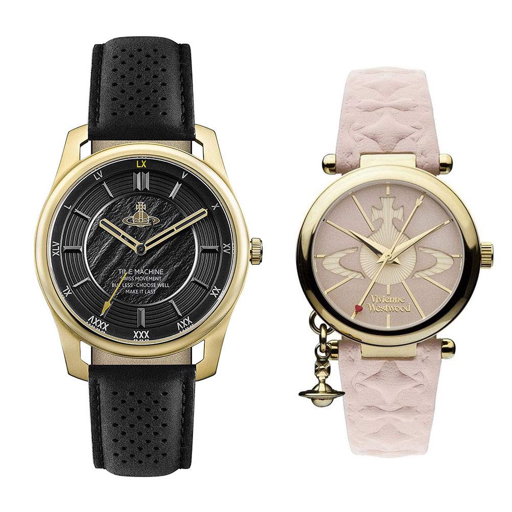 

[Vivienne Westwood] Pair watch storage box men s women s black pink leather VV185GDBKVV006PKPK wristwatch [item]