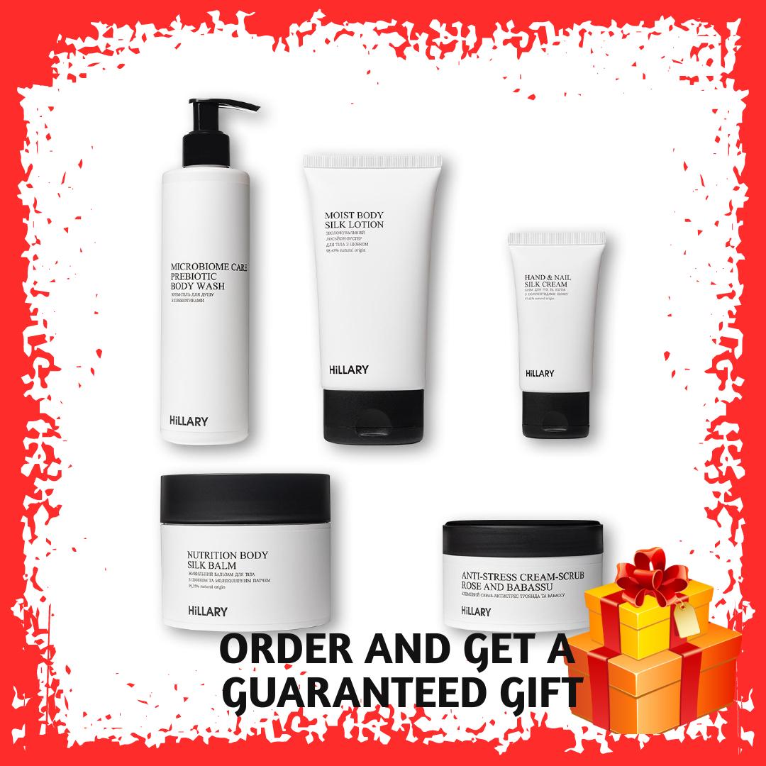 

Комплекс шовкового антистрес-догляду за тілом та руками Hillary Silk Anti-stress