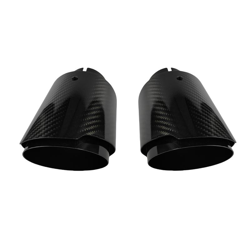 1 Pcs Universal Car Carbon Fibre Tail Throat Stainless Steel Bright Black Twill Glossy Muffler Exhaust Nozzle Tip