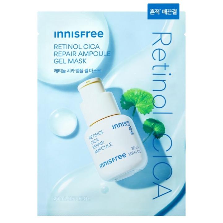 Innisfree Retinol Cica Repair Ampoule Gel Mask Skin-Smoothing Balancing Face Sheet 23ml x 10 Sheets