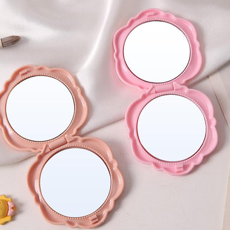 1Pcs Portable Retro Rose Flower Mini Mirror Small Pocket Makeup Mirror Double Sided Hand Mirrors Compact Cosmetic Beauty Tool