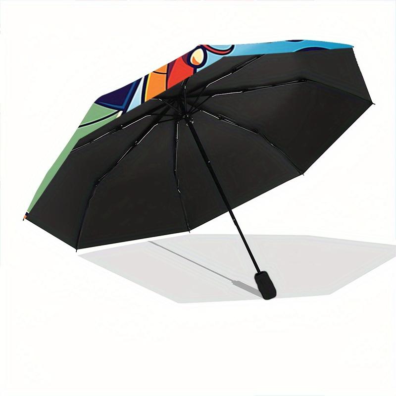 1pc Mulan and Mushu Automatic Opening and Closing Umbrella - Lightweight 3-Fold Design, Suitable for Fans, Travel, Daily Use, Interesting Sh