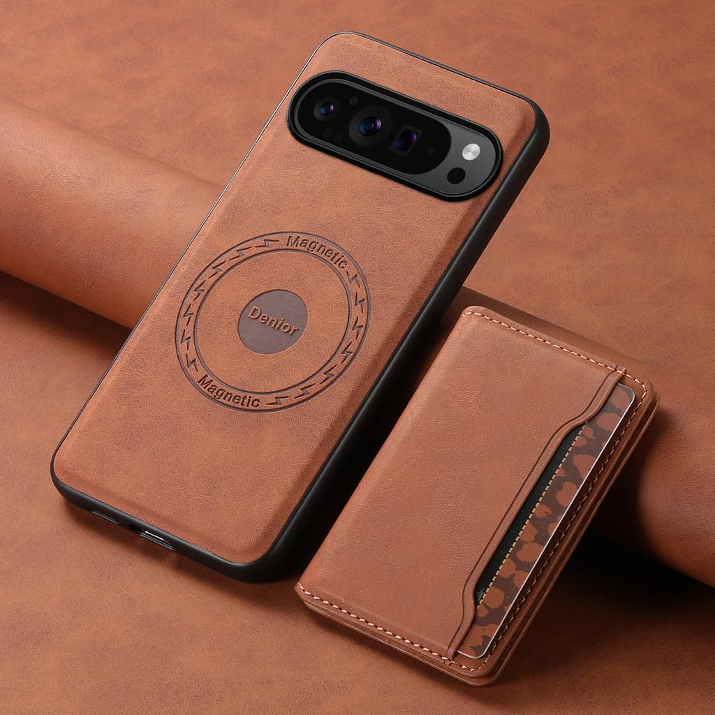 Leather Case for Google Pixel 10 Pro XL Pixel9 8 8A 7 7A 6 6A Detachable Card Holder Wallet Magnetic Wireless Charging Cover