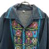 Lata 80. 90. Stara koszula kurtka z haftem kwiatowym 40 Granatowa Męska Używana