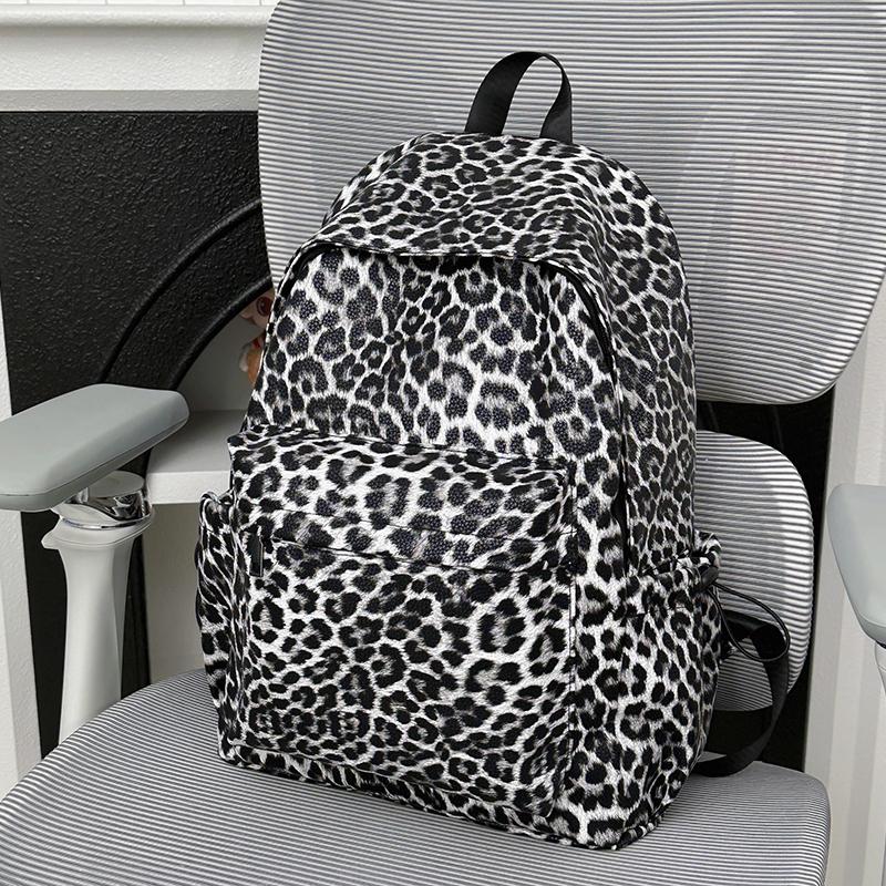 Leopard Print Backpack Women's Travel Casual Backpack Student Schoolbag