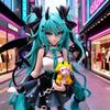 New anime character Hatsune Miku a little devil a raccoon and a dark ange suitable for decorations toys models tabletop ornamen