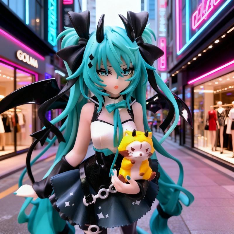 New anime character Hatsune Miku a little devil a raccoon and a dark ange suitable for decorations toys models tabletop ornamen
