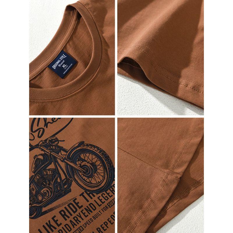 Summer American Short Sleeve T-Shirt Men Heavy Weight Pure Cotton Fashion Brand Printing Parka Loose Crew Neck Half Sleeve T-shirt Best Selling