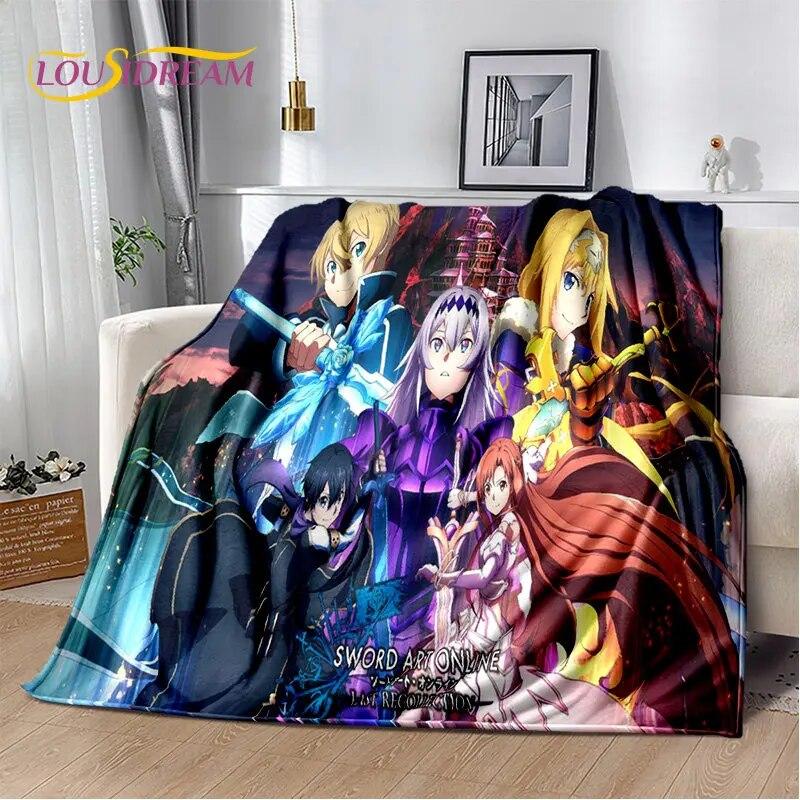 Sword Art Online SAO Anime Cartoon Soft Plush Blanket,Flannel Blanket Throw Blanket for Living Room Bedroom Bed Sofa Picnic Kids