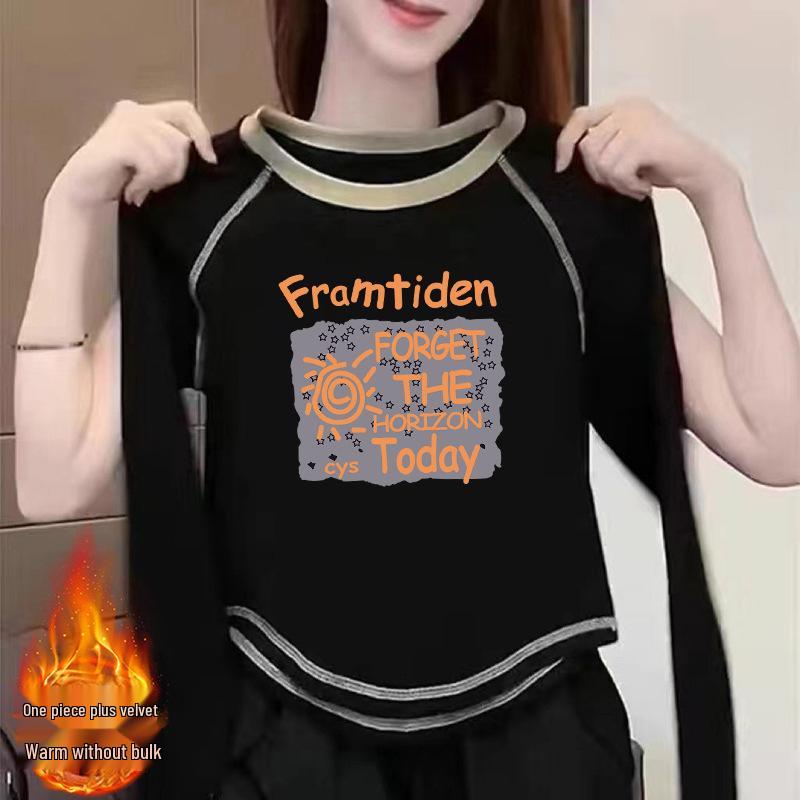 

Women s Double-Sided German Velvet Long-Sleeve T-Shirt - 2024 New Autumn/Winter Versatile Chic Top M (Recommended 100-115 jin)